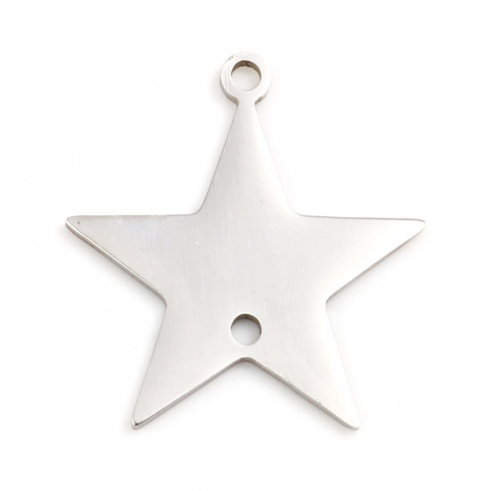 Picture of Stainless Steel Charms Star Silver Tone 21mm x 20mm, 2 PCs