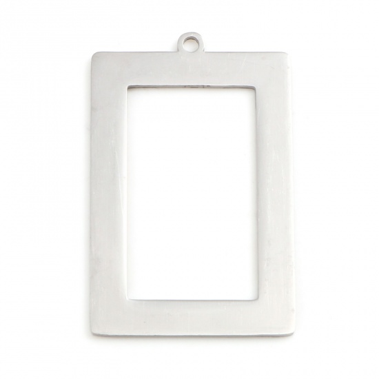 Picture of Stainless Steel Pendants Rectangle Silver Tone 34mm x 22mm, 2 PCs