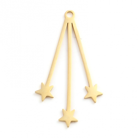Picture of Stainless Steel Galaxy Pendants Tassel Gold Plated Star 40mm x 21mm, 1 Piece