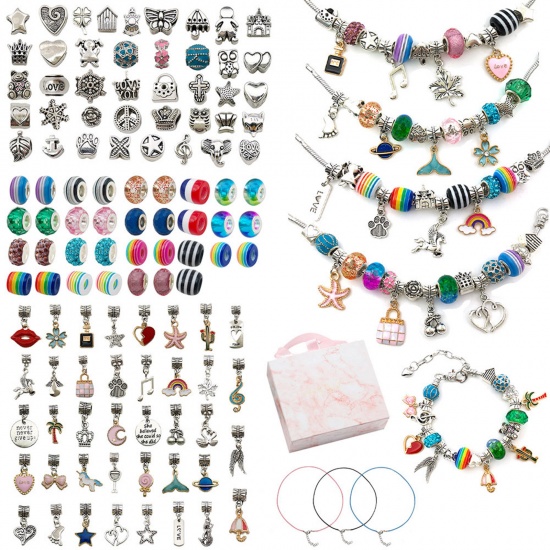 Picture of Zinc Based Alloy Material Accessory Set For DIY Necklaces And Bracelets Pendants Multicolor 14cm x 13cm, 1 Set