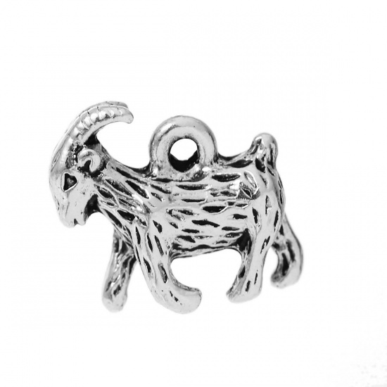 Picture of Zinc Based Alloy Easter Charms Goat Sheep Antique Silver 17mm( 5/8") x 13mm( 4/8"), 20 PCs