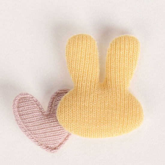 Picture of Fabric Appliques Patches DIY Scrapbooking Decoration Accessories Yellow Rabbit Animal 3cm x 3cm, 10 PCs