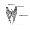 Bild von Zinklegierung Charm Engel Anhänger Flügel Antiksilber (halten ss4 Strass) 39mm x 24mm, 10 Stücke