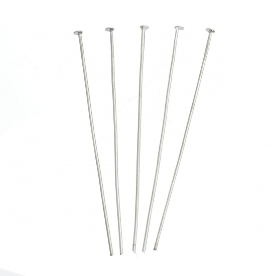 Picture of Iron Based Alloy Head Pins Silver Tone 6cm(2 3/8") long, 0.8mm (20 gauge), 200 PCs