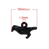 Picture of Zinc Based Alloy Halloween 3D Charms Crow Bird Black Enamel 16mm( 5/8") x 10mm( 3/8"), 10 PCs