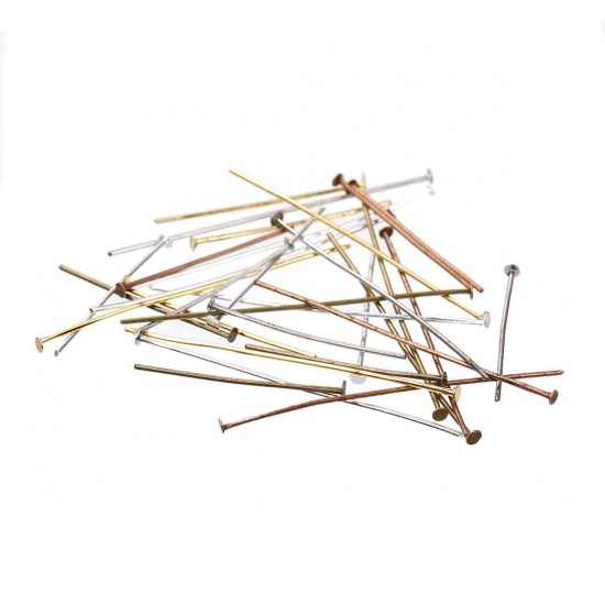 Picture of Iron Based Alloy Head Pins Fixed Mixed 5cm(2") - 3cm(1 1/8") long, 0.7mm ( 21 gauge), 1 Set (1000 PCs/Set)
