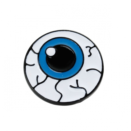 Picture of Tie Tac Lapel Pin Brooches Eyeball Multicolor Enamel 20mm( 6/8") Dia., 1 Piece