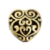 Picture of Zinc Based Alloy Beads Heart Gold Tone Antique Gold Hollow About 13mm x 13mm, 10 PCs