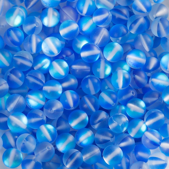 Image de Perle Polaris Imatation en Verre Rond Bleu Foncé Givré 10mm Dia, Taille de Trou: 1.1mm, 10 Pcs