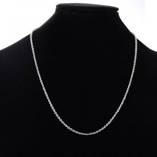 Bild von 304 Edelstahl Halskette Gliederkette Kette Silberfarbe 70.0cm lang, Kettengröße: 3x2.5mm, 1 Streif