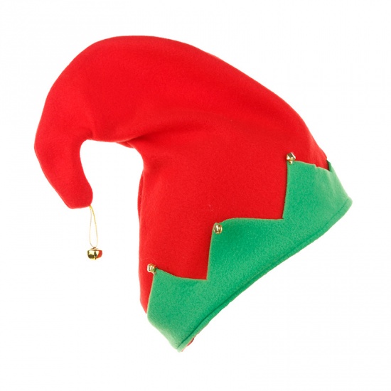 Immagine di Red - Velvet Plush Thicken New Year Elves Christmas Hat For Adult Children Festival Supplies Decoration 32x31cm, 1 Piece