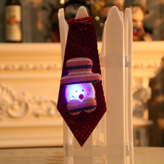 Immagine di Fuchsia - LED Light Christmas Snowman Sequins Children's Tie Costume Accessories 20x8cm, 1 Piece
