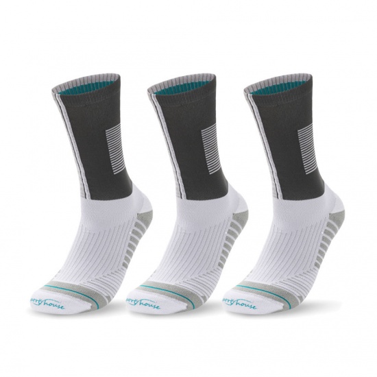 グレー - 靴下 メンズ スポーツソックス ランニングソックス多機能滑り止め通気性ストライプサイズ M（39-43） 3足組 の画像
