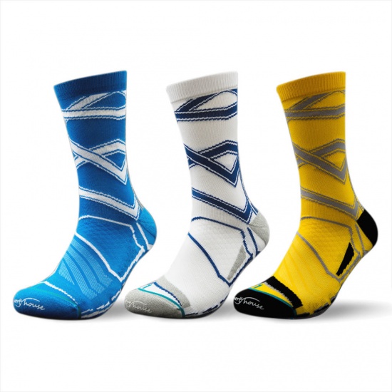 Bild von Mischfarbe - Multifunktionale rutschfeste, atmungsaktive Sport-Socken für Herren Streifengröße M （39-43）, 3 Paare