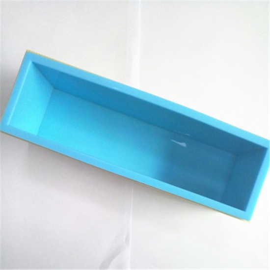 Picture of Blue - Flexible Rectangular Silicone Molds For Soaps Loaf Making, 1 Piece