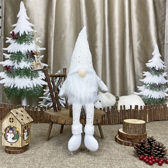 Bild von Vliesstoff Weihnachten Verzierungen Weiß Puppe Wichtelmännchen 46.5cmx 16cm, 1 Stück