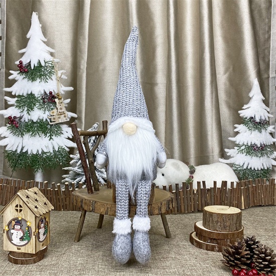 Bild von Vliesstoff Weihnachten Verzierungen Grau Puppe Wichtelmännchen 46.5cmx 16cm, 1 Stück