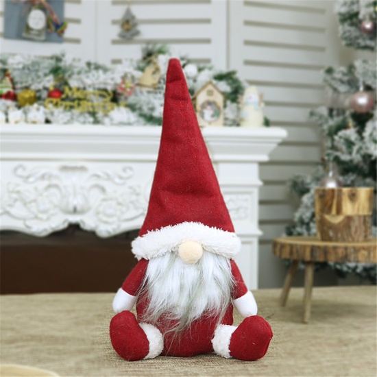 Bild von Vliesstoff Weihnachten Verzierungen Rot Puppe Wichtelmännchen 31cmx 16cm, 1 Stück