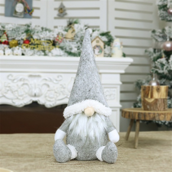 Bild von Vliesstoff Weihnachten Verzierungen Grau Puppe Wichtelmännchen 31cmx 16cm, 1 Stück