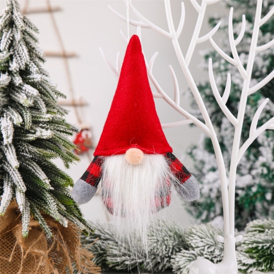 Bild von Stoff Weihnachten Verzierungen Rot Puppe Wichtelmännchen 20cmx 12cm, 1 Stück