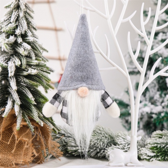 Bild von Stoff Weihnachten Verzierungen Grau Puppe Wichtelmännchen 20cmx 12cm, 1 Stück