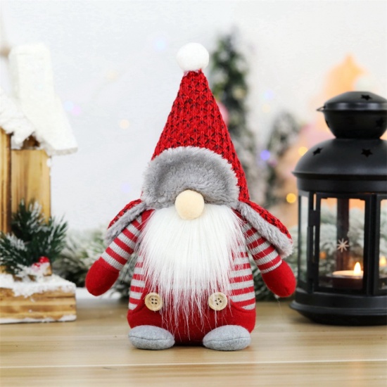 Bild von Stoff Weihnachten Verzierungen Rot Puppe Wichtelmännchen 25cmx 16cm, 1 Stück