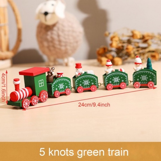 Immagine di Wood Christmas Ornaments Decorations Green Train 24cm x 4cm, 1 Set