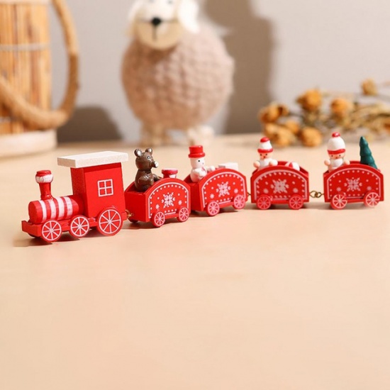 Bild von Holz Weihnachten Verzierungen Rot Zug 24cmx 4cm, 1 Set