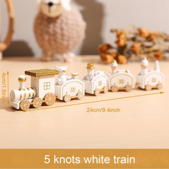 Bild von Holz Weihnachten Verzierungen Weiß Zug 24cmx 4cm, 1 Set