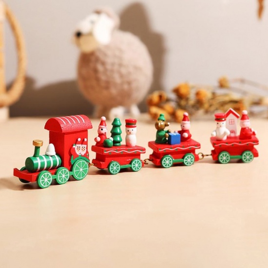 Immagine di Wood Christmas Ornaments Decorations Red Train 24cm x 5cm, 1 Set