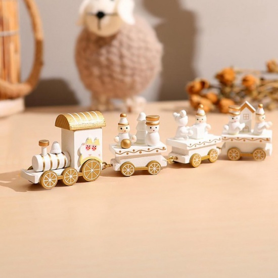 Immagine di Wood Christmas Ornaments Decorations White Train 24cm x 5cm, 1 Set