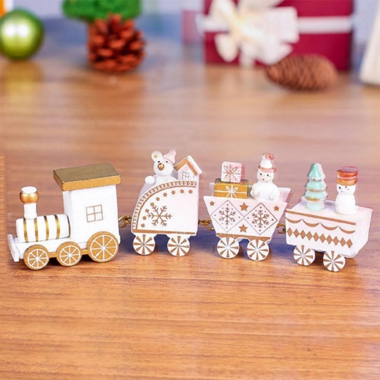 Immagine di Wood Christmas Ornaments Decorations White Train 21cm x 5.5cm, 1 Set