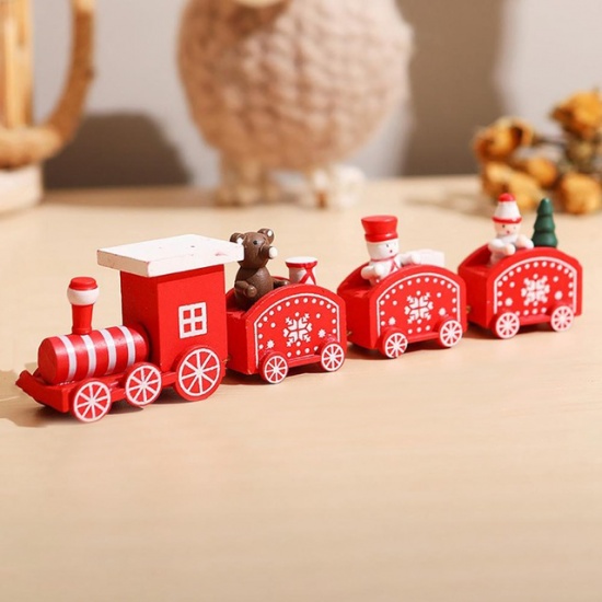 Immagine di Wood Christmas Ornaments Decorations Red Train 24cm x 5cm, 1 Set