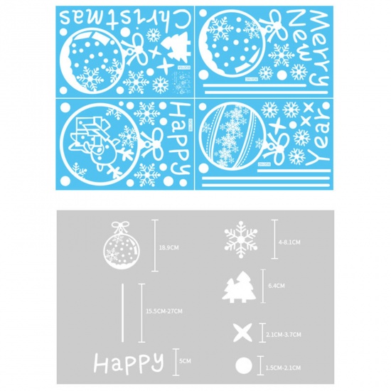 Picture of PVC Windows Glass Clings Stickers Decals Decorations White Christmas Baubles 30cm x 20cm, 1 Set
