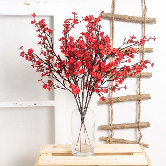 Picture of Red - Gypsophila Artificial Branch Faux Silk Fake Flowers Long Bouquet Home Wedding Decoration 51x19cm, 1 Bunch