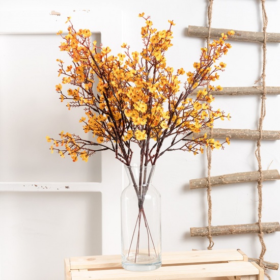 Picture of Orange - Gypsophila Artificial Branch Faux Silk Fake Flowers Long Bouquet Home Wedding Decoration 51x19cm, 1 Bunch