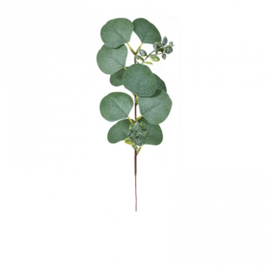Picture of Green - Eucalyptus Leaves with Aquatic Plants Stems Branches Faux Silk Fake Artificial Plants For Floral Bouquets Wedding Home Greenery Decoration 35x11.5cm, 5 PCs