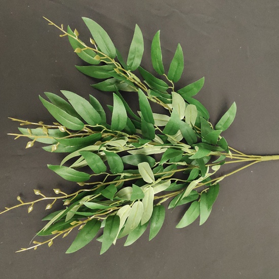 Picture of Emerald Green - 5 Branch Willow Leaves Simulation Plant DIY Wedding Hall Venue Decoration, 1 Piece