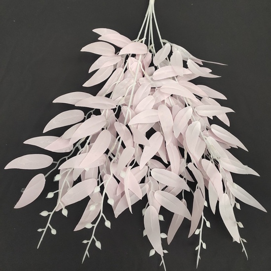 Picture of Light Pink - 5 Branch Willow Leaves Simulation Plant DIY Wedding Hall Venue Decoration, 1 Piece