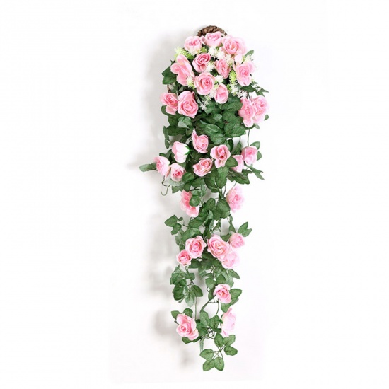 Picture of Pink - Simulation Rose Flower Wall Hanging Artificial Home Decoration 90cm long, 1 Piece