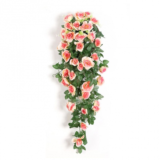 Picture of Champagne - Simulation Rose Flower Wall Hanging Artificial Home Decoration 90cm long, 1 Piece