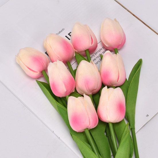 Picture of Light Pink - Faux Silk Simulation Tulip Flower For Wedding Home Decoration 34cm long, 1 Piece