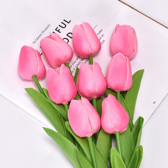 Picture of Pink - Faux Silk Simulation Tulip Flower For Wedding Home Decoration 34cm long, 1 Piece