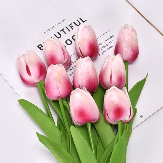 Picture of Fuchsia - Faux Silk Simulation Tulip Flower For Wedding Home Decoration 34cm long, 1 Piece
