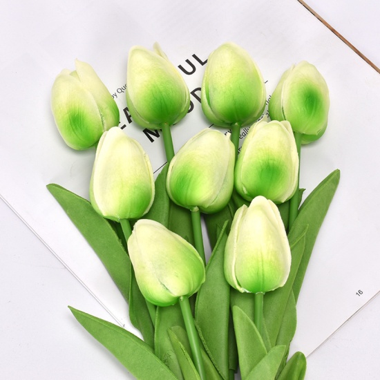 Picture of Light Green - Faux Silk Simulation Tulip Flower For Wedding Home Decoration 34cm long, 1 Piece