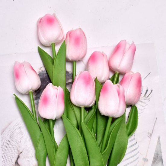 Picture of Peach Pink - Faux Silk Simulation Tulip Flower For Wedding Home Decoration 34cm long, 1 Piece