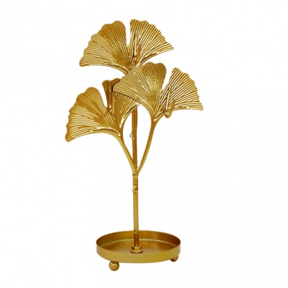 Image de Golden - Présentoir à bijoux en fer forgé à feuilles, support de rangement pour collier, boucles d'oreilles 18.5x6.5x6.5cm, 1 pièce