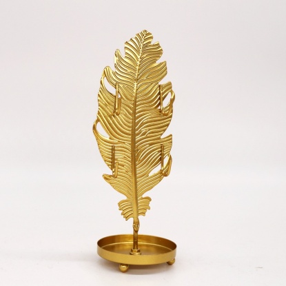 Image de Golden - Présentoir à bijoux en fer forgé à feuilles, support de rangement pour collier boucles d'oreilles 19.5x6.5x6.5cm, 1 pièce