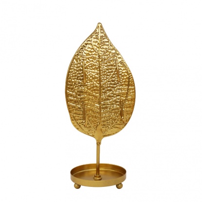 Image de Doré - Présentoir à bijoux en fer forgé à feuilles, support de rangement pour collier, boucles d'oreilles 19x6.5cm, 1 pièce