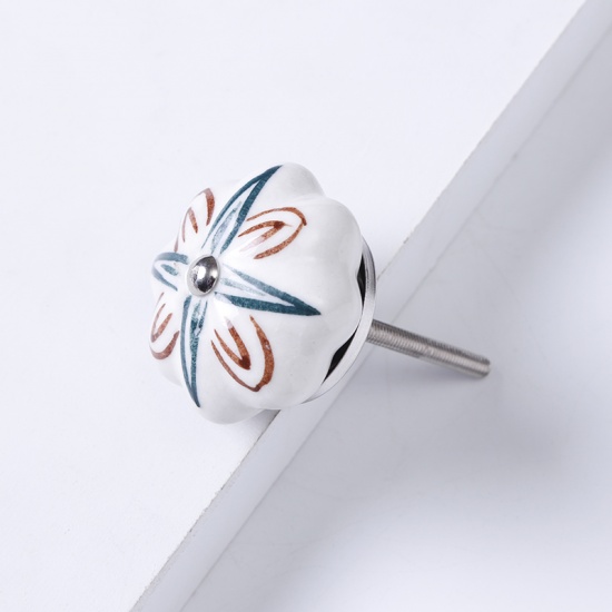Imagen de Red - 10# Ceramic Flower Handles Pulls Knobs For Drawer Cabinet Furniture Hardware 40x29mm, 1 Piece